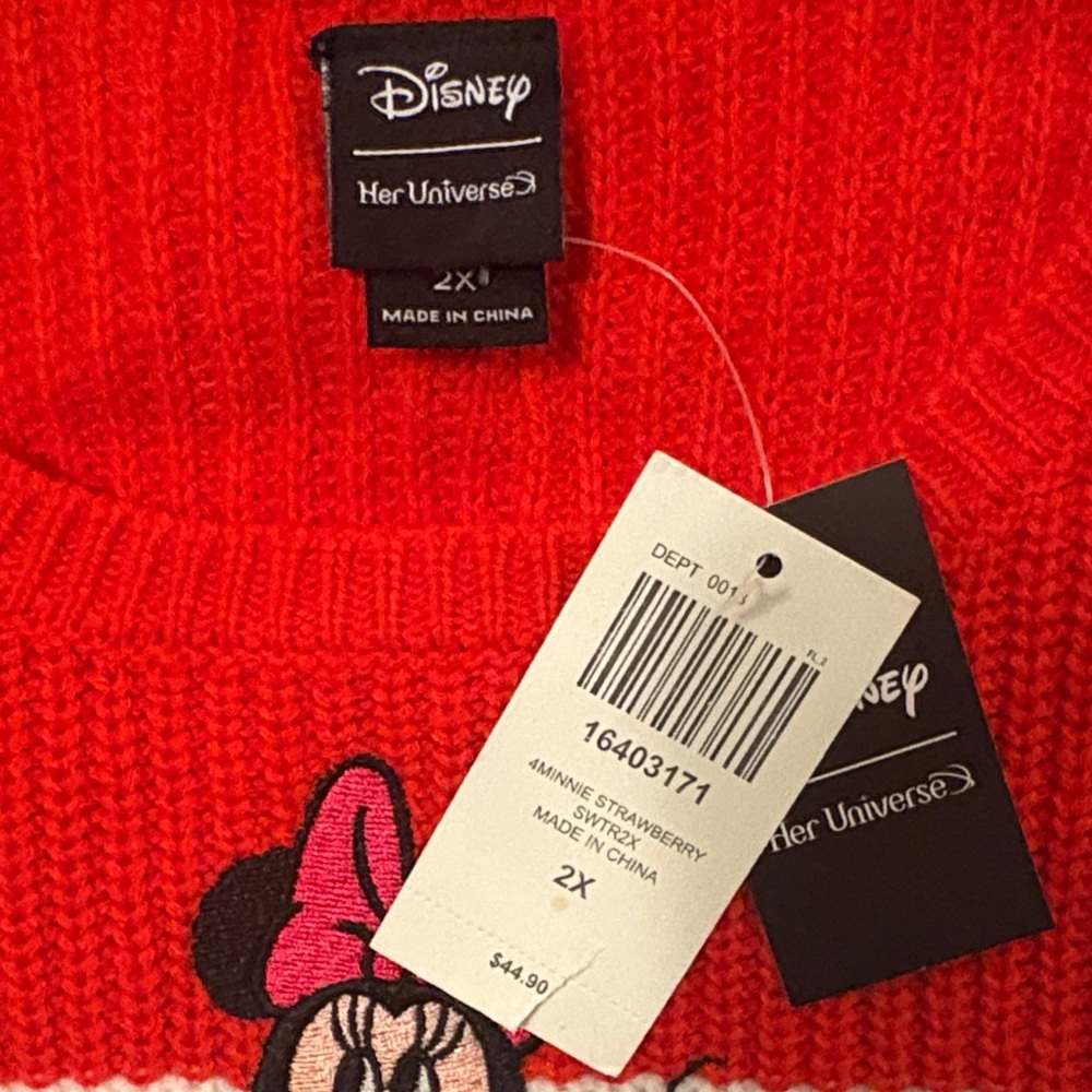 Her Universe Red Minnie Mouse Sweater